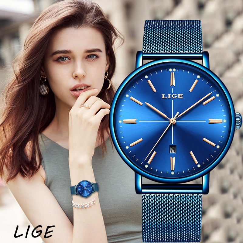 LIGE Luxury Fashion Dress Watch