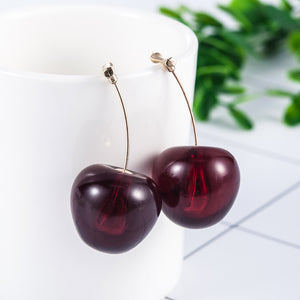Cute Round Cherry Fruit Earrings