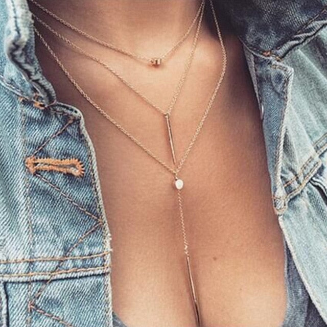 Copper choker multi layer necklace