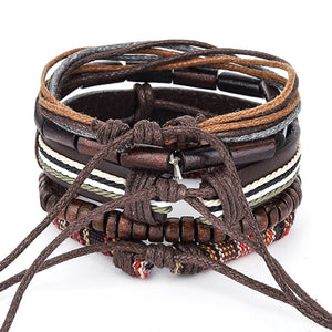 Wood Bead Leather bracelet